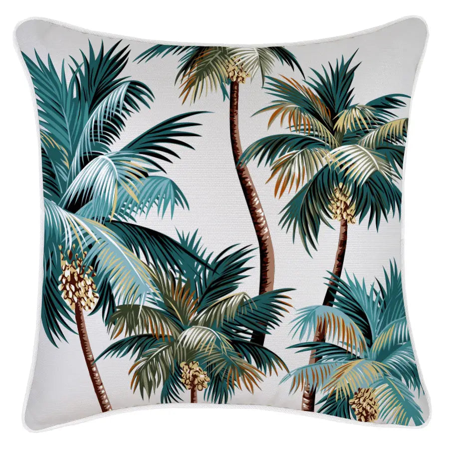 Cushion Cover-With Piping-Palm Trees White-45cm x 45cm - Home & Garden > Bedding