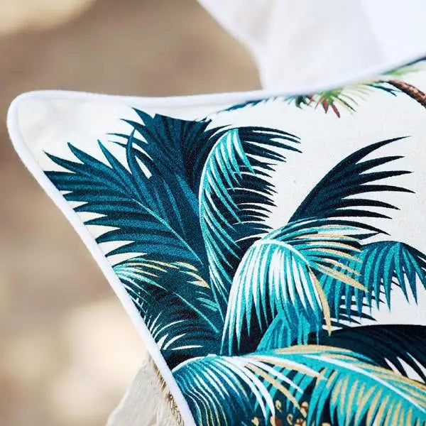 Cushion Cover-With Piping-Palm Trees White-45cm x 45cm - Home & Garden > Bedding