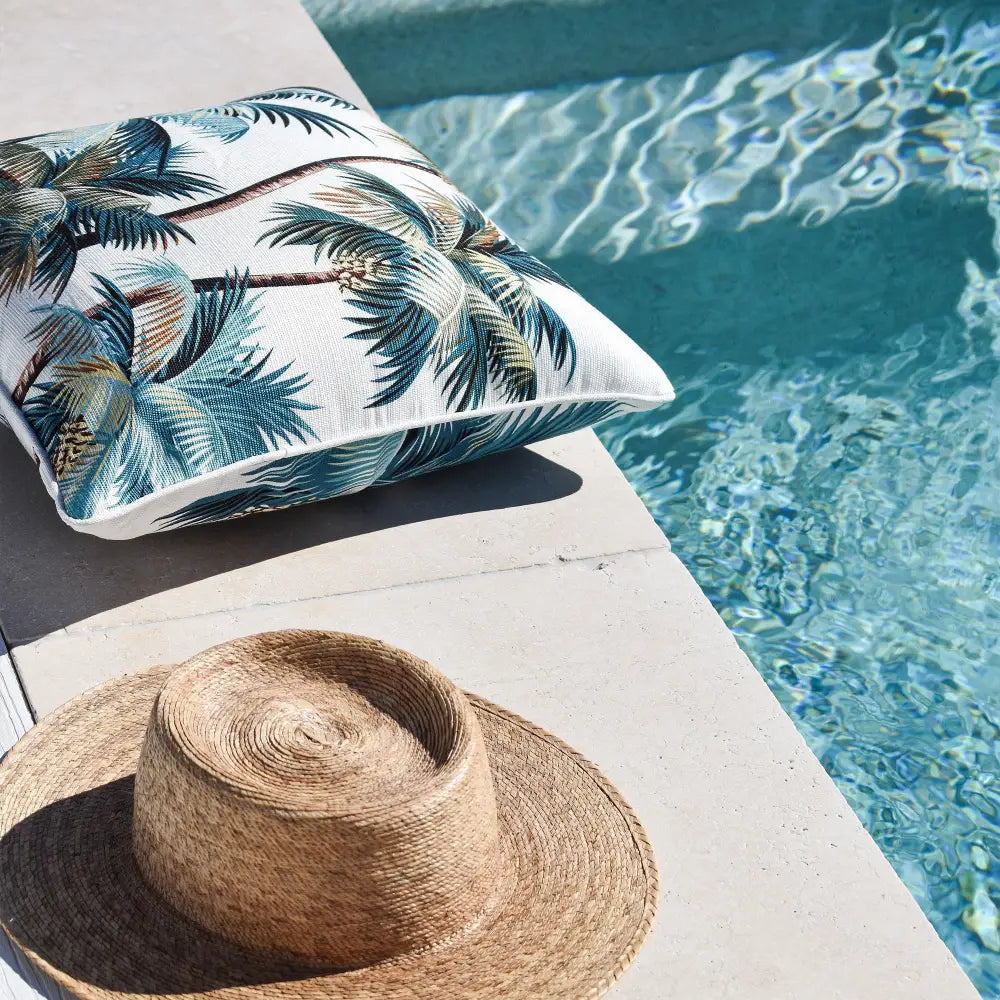 Cushion Cover-With Piping-Palm Trees White-45cm x 45cm - Home & Garden > Bedding