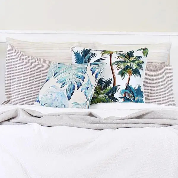 Cushion Cover-With Piping-Palm Trees White-45cm x 45cm - Home & Garden > Bedding