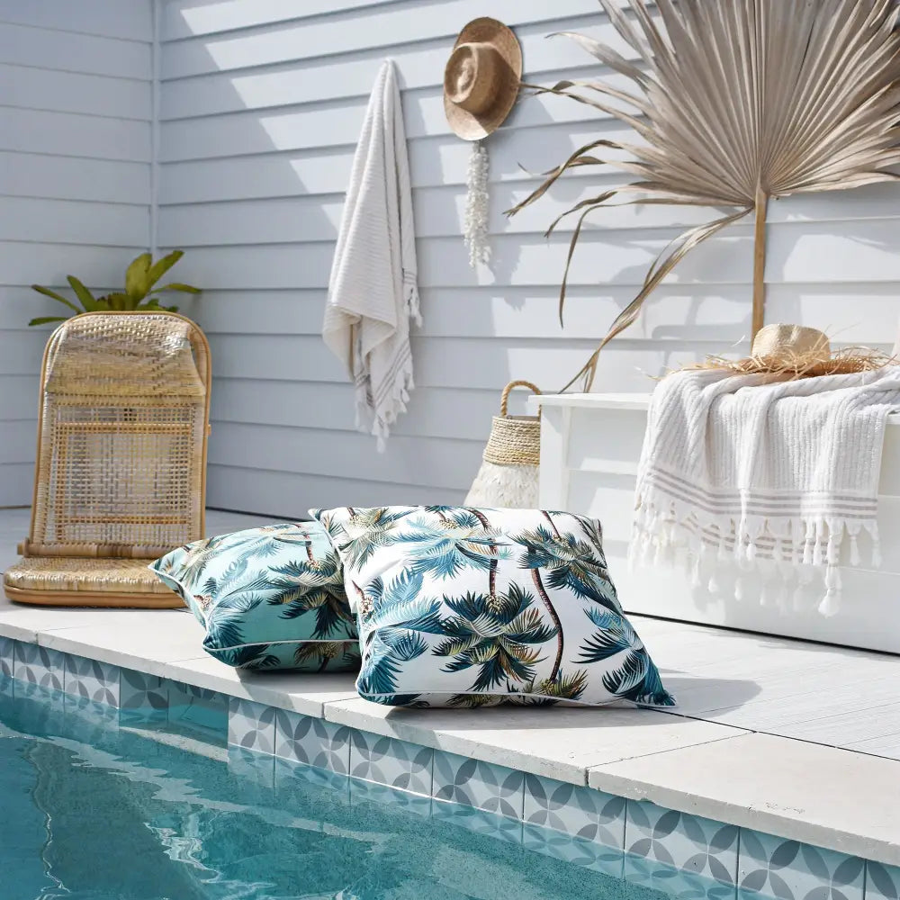 Cushion Cover-With Piping-Palm Trees White-60cm x 60cm - Home & Garden > Bedding