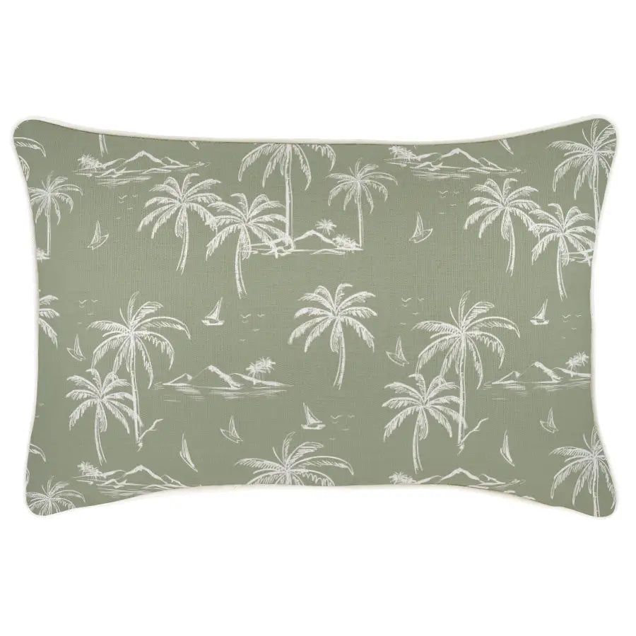 Cushion Cover-With Piping-Postcards Sage-35cm x 50cm - Home & Garden > Bedding