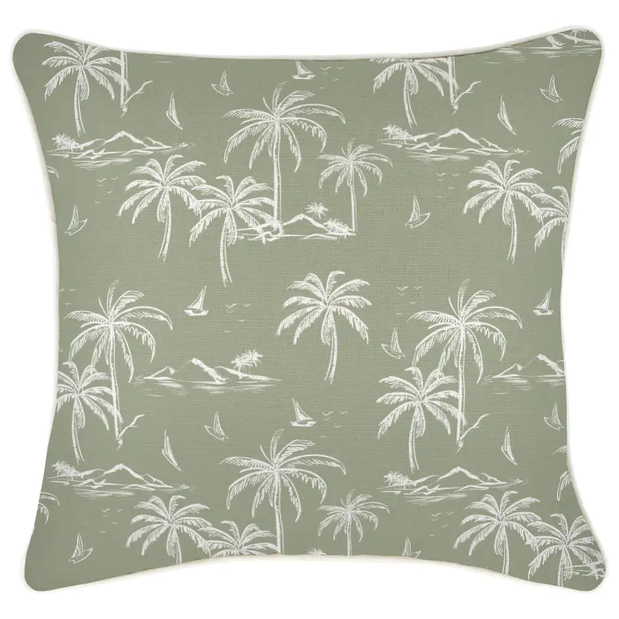 Cushion Cover-With Piping-Postcards Sage-45cm x 45cm - Home & Garden > Bedding