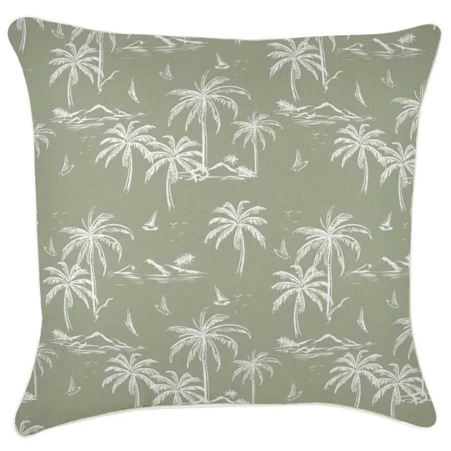 Cushion Cover-With Piping-Postcards Sage-60cm x 60cm - Home & Garden > Bedding
