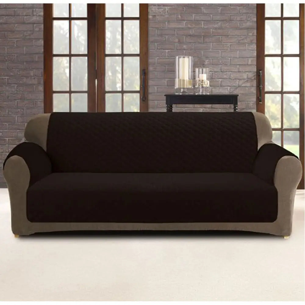 Custom Fit Sofa Cover Protector Two Seater Coffee (Chocolate) - Home & Garden > Decor
