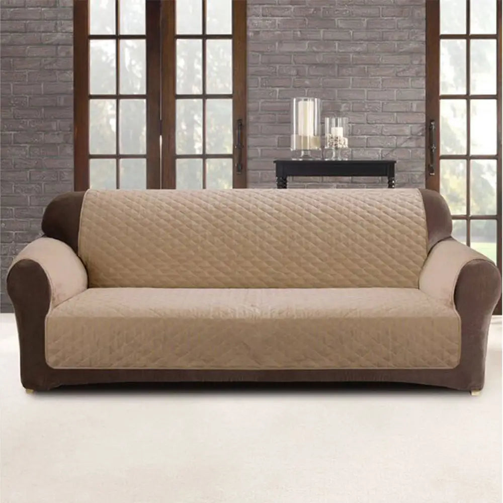 Custom Fit Sofa Cover Protector Two Seater Dark Flax (Latte) - Home & Garden > Decor
