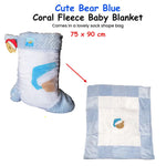Cute Bear Blue Coral Fleece Baby Blanket 75 x 90 cm - Home & Garden > Bedding
