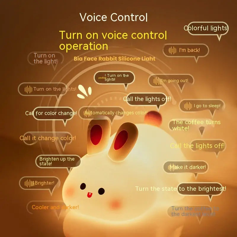 Cute Silicone Rabbit Night Light with Voice Control - Home & Garden > Lighting > Night Lights & Ambient Lighting