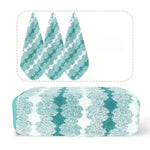 Cyan Premium Coral Fleece Towel Set - 1 Bath Towel (88x170cm) + 3 Hand Towels (35x35cm) - Soft Absorbent