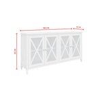 Daisy Buffet Table 180cm 4 Glass Door Solid Acacia Wood Hampton Furniture -White - Furniture > Dining > Dining Tables