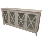 Daisy Buffet Table 180cm 4 Glass Door Solid Acacia Wood Hampton Furniture -White - Furniture > Dining > Dining Tables