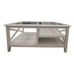 Daisy Coffee Table 100cm Glass Top Solid Acacia Wood Hampton Furniture - White - Furniture > Living Room > Coffee Tables