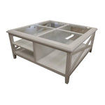 Daisy Coffee Table 100cm Glass Top Solid Acacia Wood Hampton Furniture - White - Furniture > Living Room > Coffee Tables