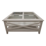 Daisy Coffee Table 100cm Glass Top Solid Acacia Wood Hampton Furniture - White - Furniture > Living Room > Coffee Tables