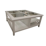 Daisy Coffee Table 100cm Glass Top Solid Acacia Wood Hampton Furniture - White - Furniture > Living Room > Coffee Tables