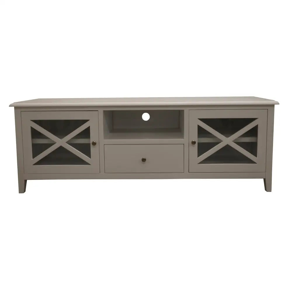 Daisy ETU Entertainment TV Unit 210cm Solid Acacia Wood Hampton - White - Furniture > Living Room