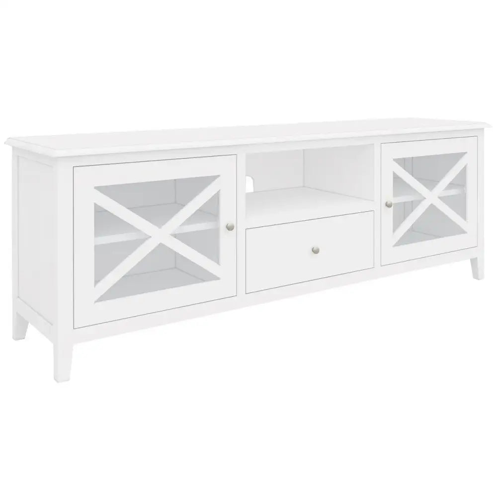 Daisy ETU Entertainment TV Unit 210cm Solid Acacia Wood Hampton - White - Furniture > Living Room