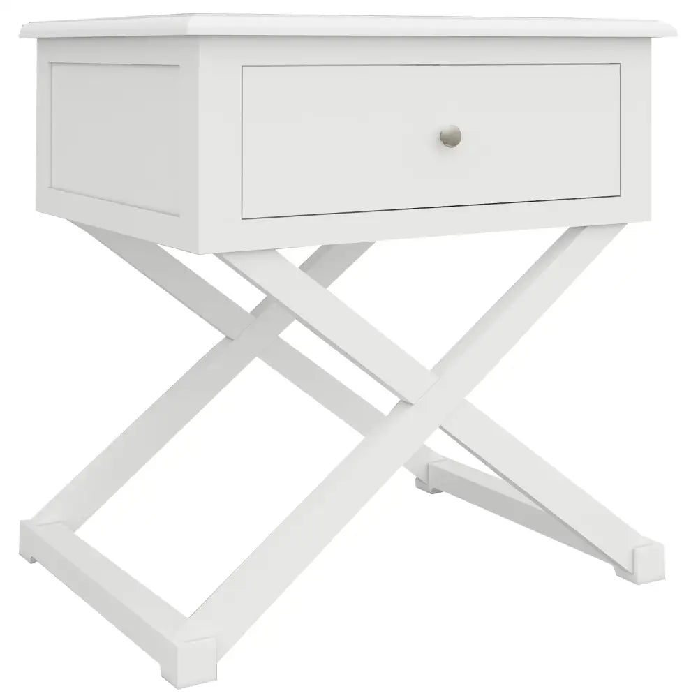 Daisy Side Table Desk Sofa End Table Solid Acacia Wood Hampton Furniture - White - Furniture > Bedroom