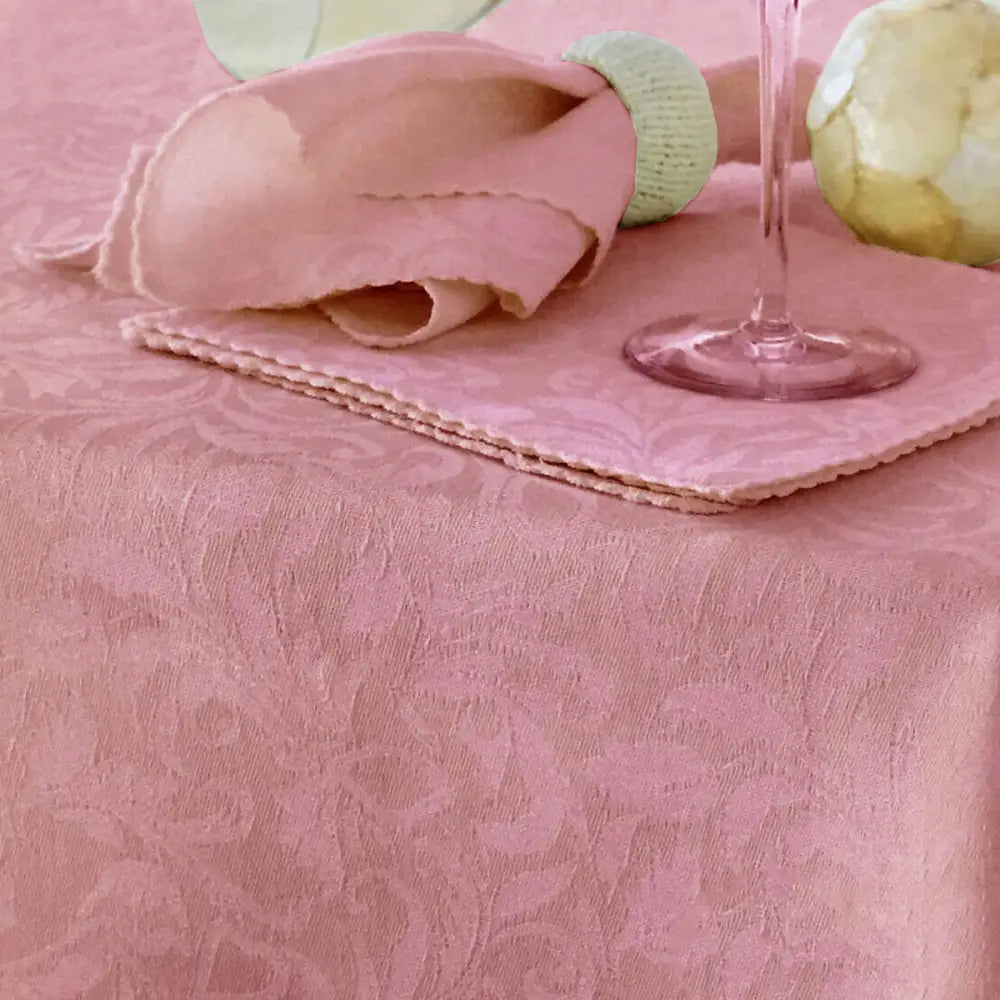 Damask Embossed Tablecloth 180 x 180 cm Blossom Pink - Home & Garden > Kitchenware