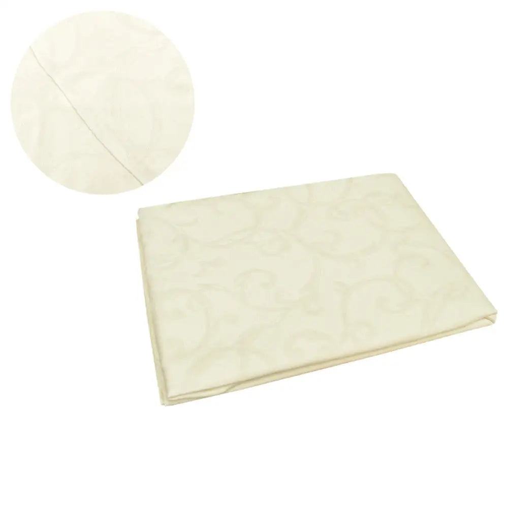 Damask Jacquard Polyester Tablecloth 180cm Round Swirls Cream - Home & Garden > Kitchenware