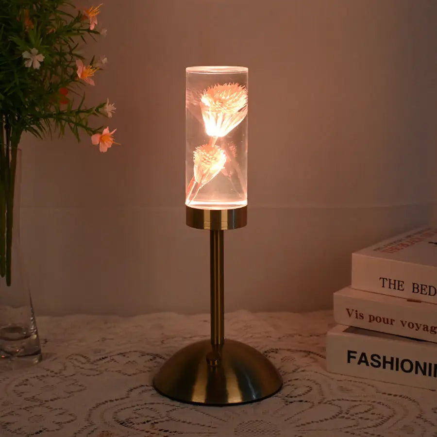 Dandelion Grass Eternal Flower Acrylic Table Lamp - Color-Changing LED USB Rechargeable Touch Control - Home & Garden >