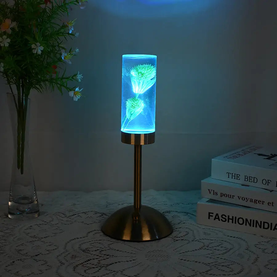 Dandelion Grass Eternal Flower Acrylic Table Lamp - Color-Changing LED USB Rechargeable Touch Control - Home & Garden >