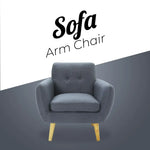 Dane Single Seater Fabric Upholstered Sofa Armchair Lounge Couch - Dark Grey - Furniture > Sofas