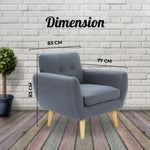Dane Single Seater Fabric Upholstered Sofa Armchair Lounge Couch - Dark Grey - Furniture > Sofas