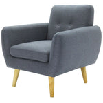 Dane Single Seater Fabric Upholstered Sofa Armchair Lounge Couch - Dark Grey - Furniture > Sofas