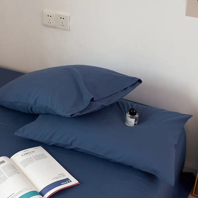 Dark Blue 100% Cotton Pillowcase Set - Envelope Closure(without pillow core) - Home & Garden > Bedding > Pillowcases