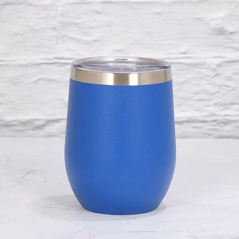 Dark Blue 12oz Double-Wall Vacuum 304 Eggshell Cup - Mini Portable Insulated U-Shaped Cup Creative Small Beer Mug