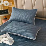 Dark Blue Cooling latex texture Pillowcase Set - Latex Feeling Solid Color 48x74cm (Pair) - Home & Garden > Bedding >