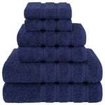 Dark Blue Luxury 6-Piece Combed Cotton Towel Bale Set - Ultra Soft & Absorbent Bath Hand Face Towels - Home & Garden >