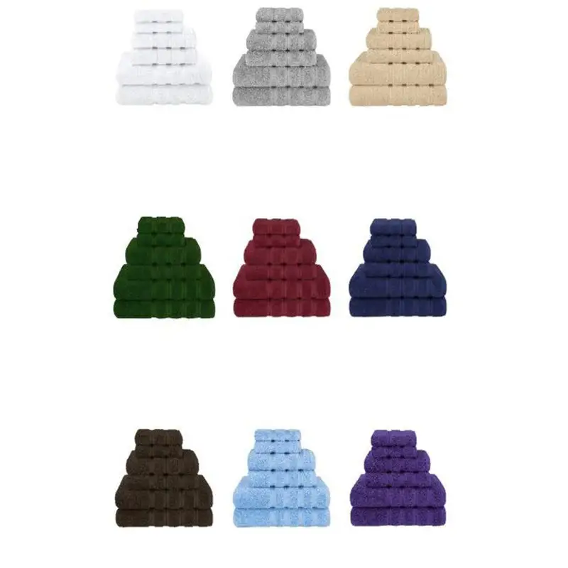 Dark Blue Luxury 6-Piece Combed Cotton Towel Bale Set - Ultra Soft & Absorbent Bath Hand Face Towels - Home & Garden >
