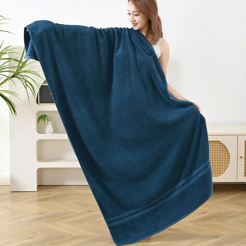 Dark Blue Luxury Cotton Towel Set(Towel + Bath Towel) - Quick Dry Extra Thick & Absorbent Perfect for Bath & Beach