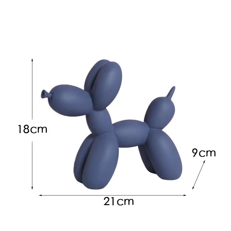 Dark Blue Modern Resin Balloon Dog Sculpture - Playful Art Figurine with Golden Snout Accent - Home & Garden > Decor >