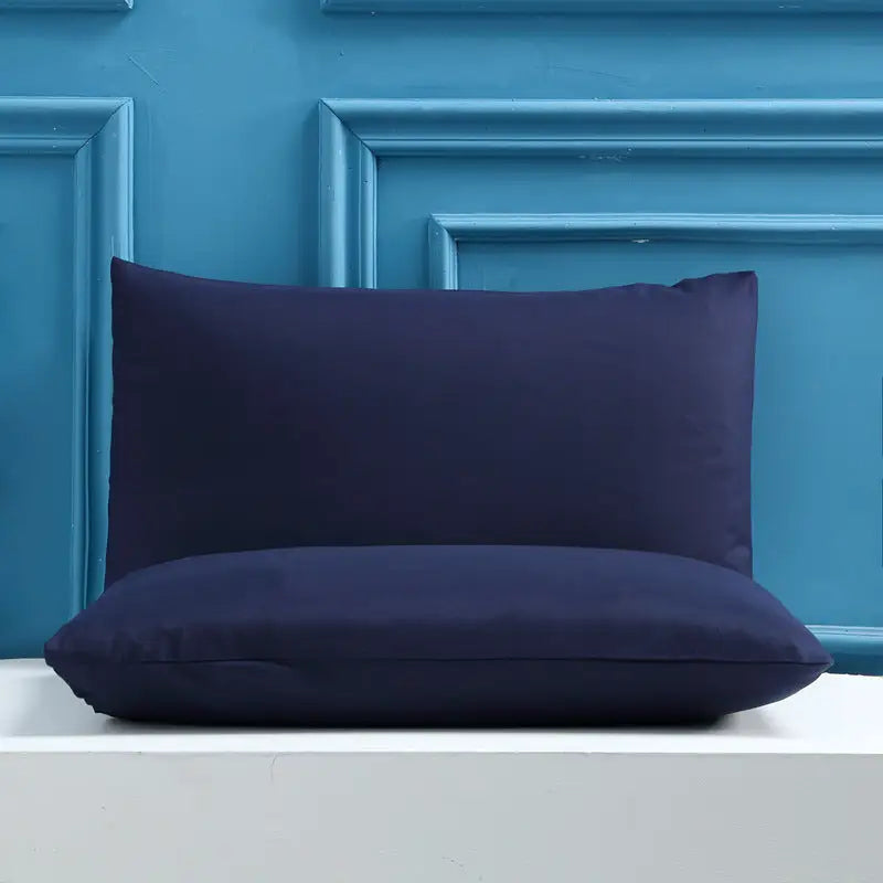 Dark Blue Ultra Soft Brushed Waterproof Pillow Protectors (Set of 2) - 50x70cm Stain & Spill Guard for Bed