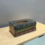 Dark Blue Vintage Wooden Tissue Box - Creative Book-Shaped Tissue Holder for Home and Restaurant - Home & Garden >