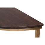 Dark French Brass Half Round Hallway Console Table with Wood Top - Furniture > Living Room