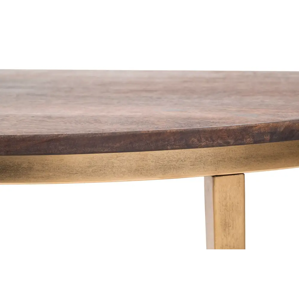 Dark French Brass Half Round Hallway Console Table with Wood Top - Furniture > Living Room
