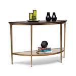 Dark French Brass Half Round Hallway Console Table with Wood Top - Furniture > Living Room