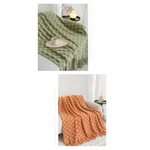 Dark Green Cozy Geometric Knitted Throw Blanket with Tassels - Soft Acrylic Decorative Sofa & Bed Cover 130x180cm