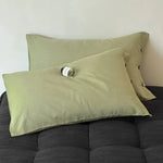 Dark Green Pinstripe Long Staple Cotton Sateen Pillowcase Set - Jacquard Striped Pure Cotton 48x74cm (Pair) - Home &