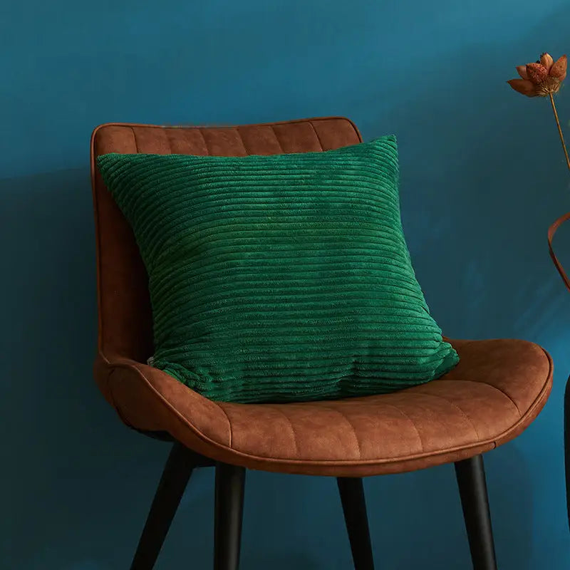 Dark Green Set of 4 Corduroy Pillow Covers - Solid Color Minimalist Throw Cushion Covers - 45x45cm (Pillow Inserts