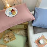 Dark Grey And Light Grey Washed Cotton Pillowcase Set - Solid Color Simple Two-Tone Design 48x74cm (Pair) - Home &