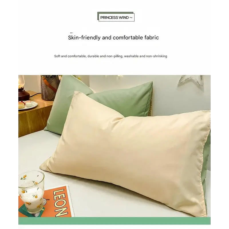 Dark Grey And Light Grey Washed Cotton Pillowcase Set - Solid Color Simple Two-Tone Design 48x74cm (Pair) - Home &