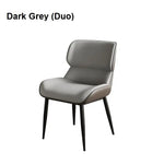 Dark Grey Italian Minimal List Dining Chairs PU Retro Chair Cafe Kitchen Modern Metal Legs x2 - Furniture > Dining