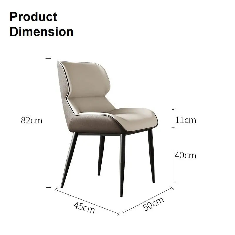Dark Grey Italian Minimal List Dining Chairs PU Retro Chair Cafe Kitchen Modern Metal Legs x2 - Furniture > Dining