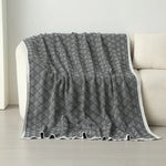 Dark Grey Knitted Sofa Blanket with Plush Side 130 x 170 cm 720g Ideal for Napping and Office Use - Home & Garden >