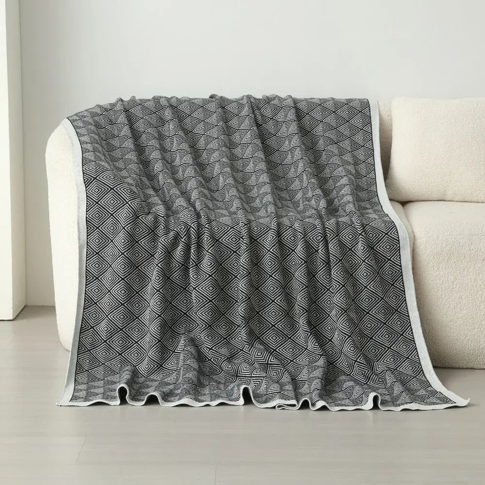 Dark Grey Knitted Sofa Blanket with Plush Side 130 x 170 cm 720g Ideal for Napping and Office Use - Home & Garden >